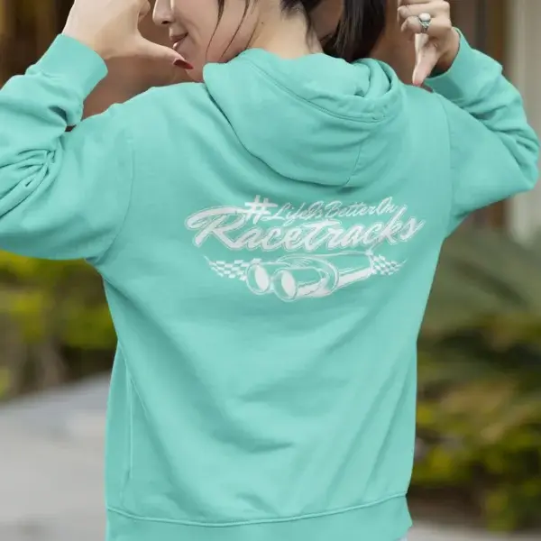 Damen-Hoodie “Doublevibes” #LifeIsBetterOnRacetracks – Bild 4